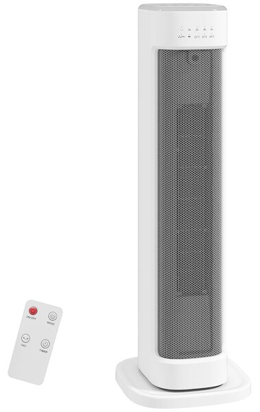 Termoventilatore Ceramico PTC 2000W con 3 Temperature Regolabili Timer e Telecomando Bianco