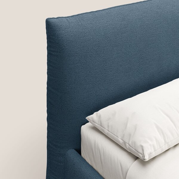 EROS letto imbottito in piuma con vano contenitore in pregiato e fresc