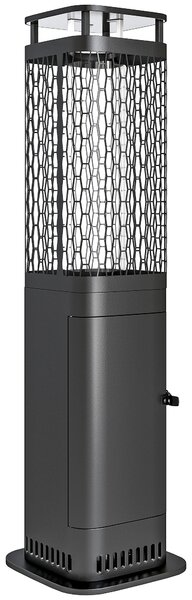 Stufa a Pellet da Esterno Potenza 6,86Kw con Base Antiscivolo Tubo in Vetro e Rete in Metallo Nero