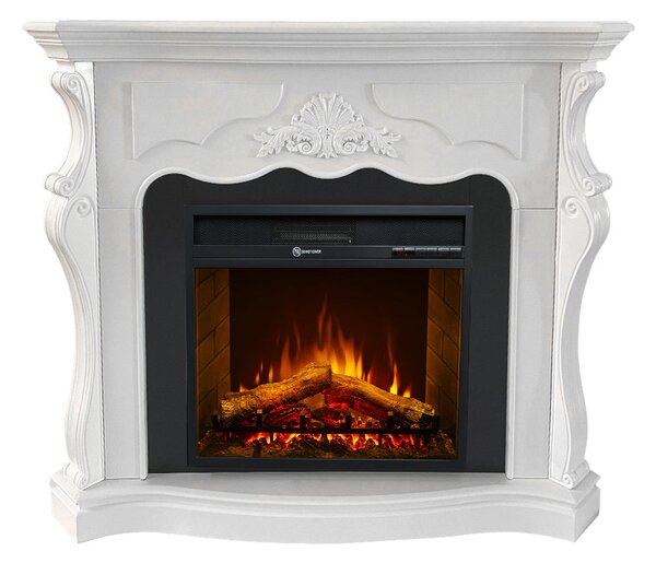 Camino Elettrico da Terra 123x39x100 cm Parigi In Legno Bianco