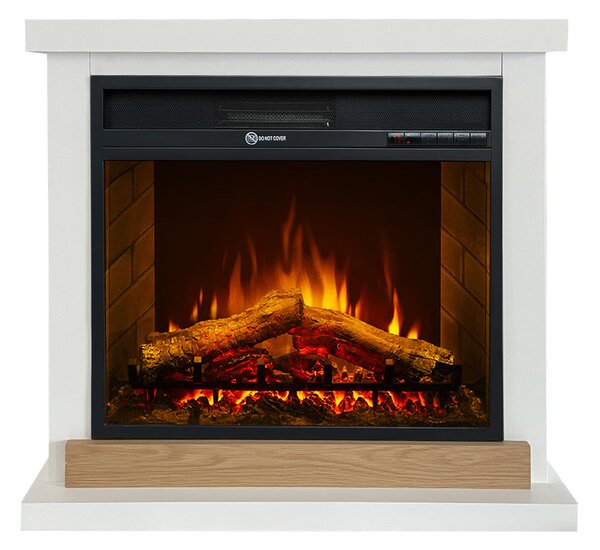 Camino Elettrico da Terra 75x28x70 cm Stoccolma in Legno Bianco L75xP28xH70 cm
