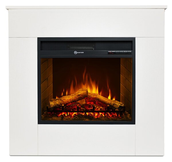 Camino Elettrico da Terra 96x36x90 cm Michelangelo in Legno Bianco