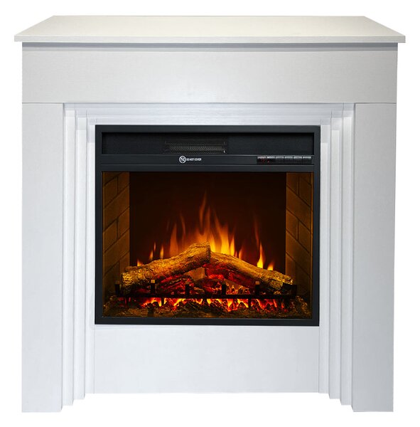 Camino Elettrico da Terra 96x35x96 cm Bellini in Legno Bianco