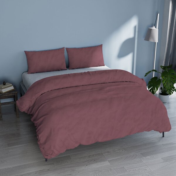 Copripiumino Matrimoniale con Sacco e Federe Linea Water Washed Rosso Corallo