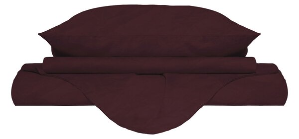 Copripiumino Matrimoniale con Sacco e Federe Linea Water Washed Bordeaux