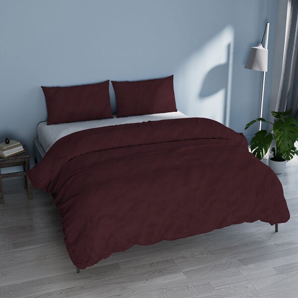 Copripiumino Matrimoniale con Sacco e Federe Linea Water Washed Bordeaux