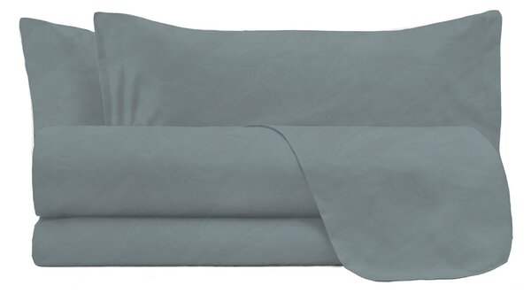 Set Lenzuola Matrimoniale Sopra Sotto e 2 Federe Linea Water Washed Grigio Chiaro