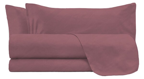 Set Lenzuola Matrimoniale Sopra Sotto e 2 Federe Linea Water Washed Rosso Corallo