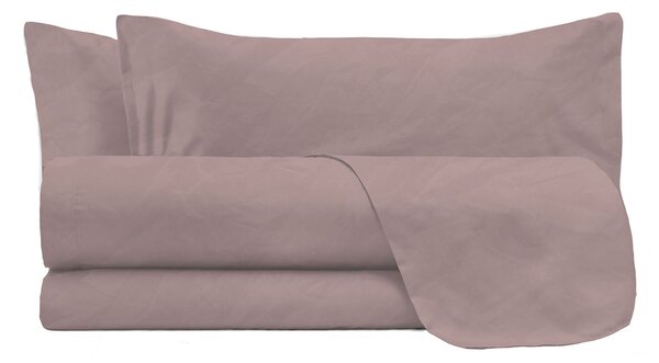 Set Lenzuola Matrimoniale Sopra Sotto e 2 Federe Linea Water Washed Rosa Antico