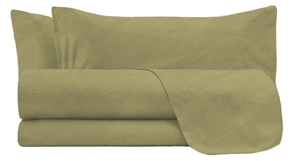 Set Lenzuola Matrimoniale Sopra Sotto e 2 Federe Linea Water Washed Ocra