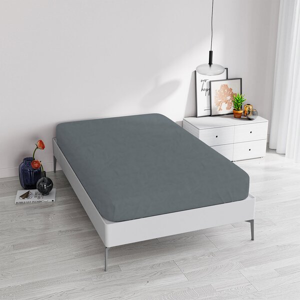 Lenzuola Sotto Matrimoniale Linea Water Washed Grigio Chiaro