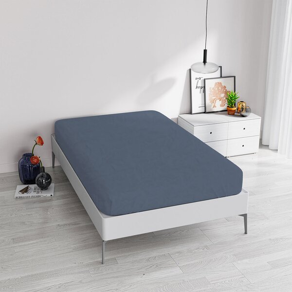 Lenzuola Sotto Matrimoniale Linea Water Washed Blu