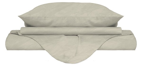 Copripiumino Matrimoniale con Sacco e Federe Linea Water Washed Crema