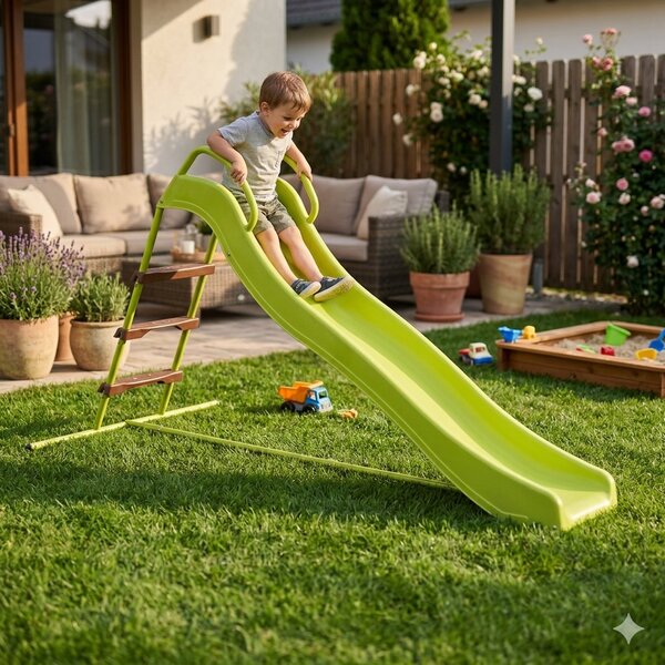 Scivolo da Giardino per Bambini 95x185x105 cm in Acciaio Verde