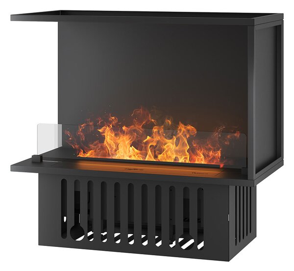 Camino a Vapore Elettrico Bifacciale Angolare a Sinistra 80x50x40 cm Invapo Corner L800 Nero