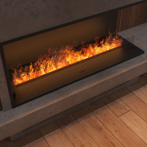 Camino a Vapore Elettrico Bifacciale Angolare a Destra 120x50x40 cm Invapo Corner P1200 con Ricarica Automatica Nero