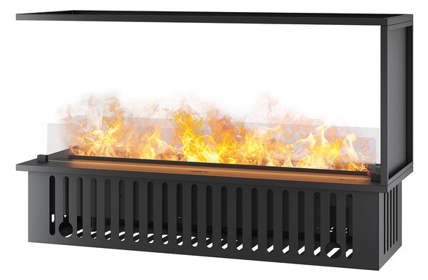 Camino a Vapore Elettrico Effetto Realistico 120x50x40 cm Invapo U1200 in Acciaio Verniciato Nero