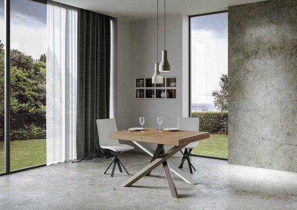 Tavolo Allungabile 120/380x90 cm Volantis Premium Quercia Natura Gambe Multicolore 4/C