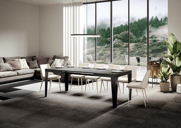 Tavolo Allungabile 120/380x90 cm Flame Cemento Gambe Antracite