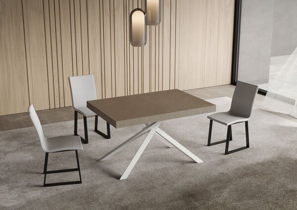 Tavolo Allungabile 140/244x90 cm Niket Tortora Gambe Bianche