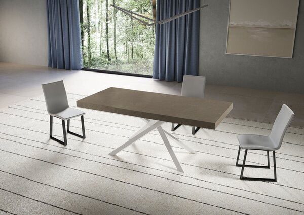 Tavolo Allungabile 200/304x90 cm Niket Tortora Gambe Bianche