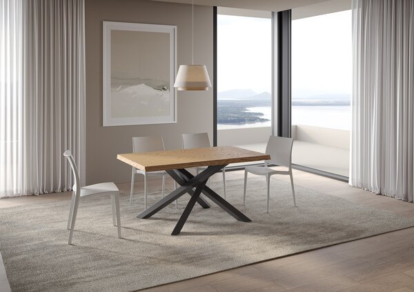 Tavolo Fisso 140x90 cm Versalux Rovere Scortecciato Gambe Antracite