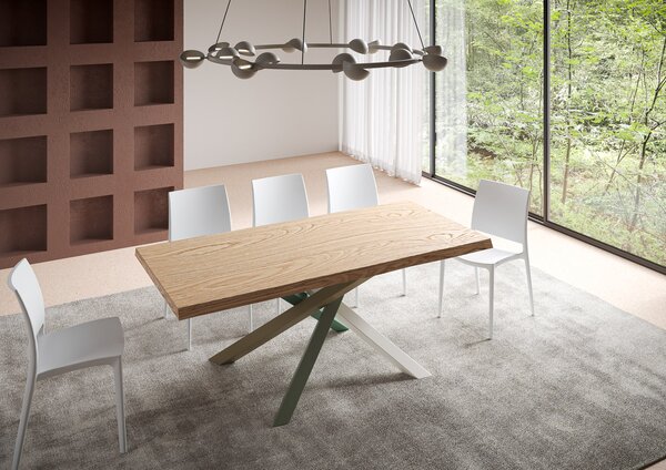 Tavolo Fisso 180x90 cm Versalux Rovere Scortecciato Gambe Multicolore 4/A