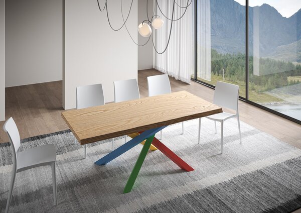 Tavolo Fisso 180x90 cm Versalux Rovere Scortecciato Gambe Multicolore 4/B