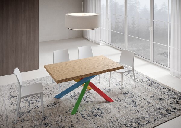 Tavolo Fisso 140x90 cm Versalux Rovere Scortecciato Gambe Multicolore 4/B