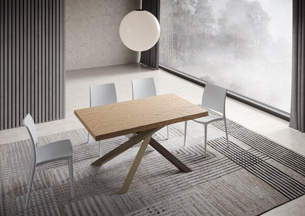 Tavolo Fisso 140x90 cm Versalux Rovere Scortecciato Gambe Multicolore 4/C