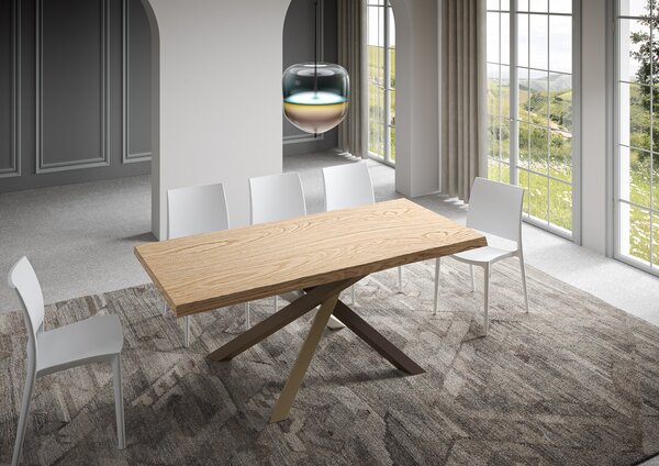 Tavolo Fisso 180x90 cm Versalux Rovere Scortecciato Gambe Multicolore 4/C