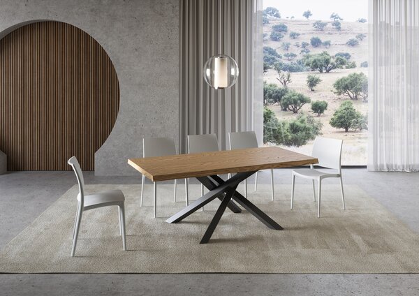 Tavolo Fisso 180x90 cm Versalux Rovere Scortecciato Gambe Antracite