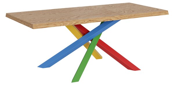Tavolo Fisso 180x90 cm Versalux Rovere Scortecciato Gambe Multicolore 4/B