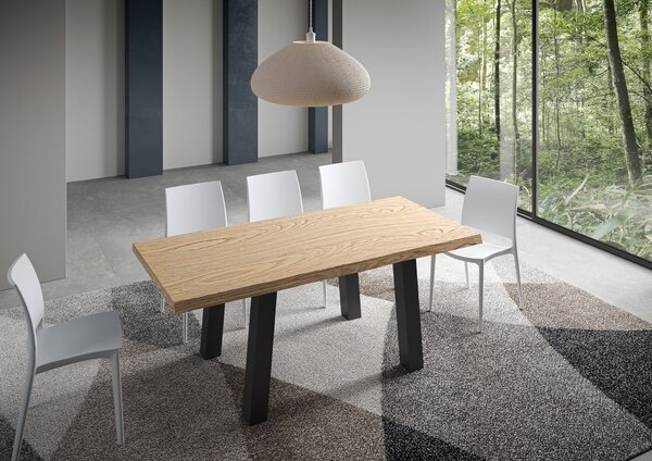 Tavolo Fisso 180x90 cm Svalen Rovere Scortecciato Gambe Antracite