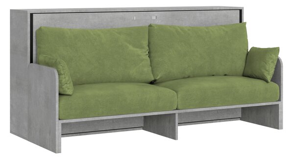 Letto Singolo A Scomparsa Kando Con Divano Cemento e Verde