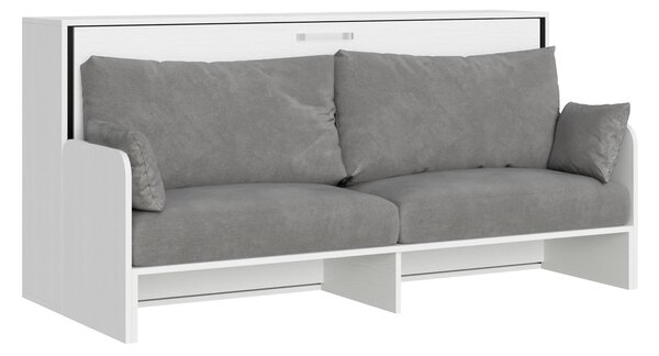 Letto Singolo A Scomparsa Kando Con Divano Bianco Frassino e Grigio