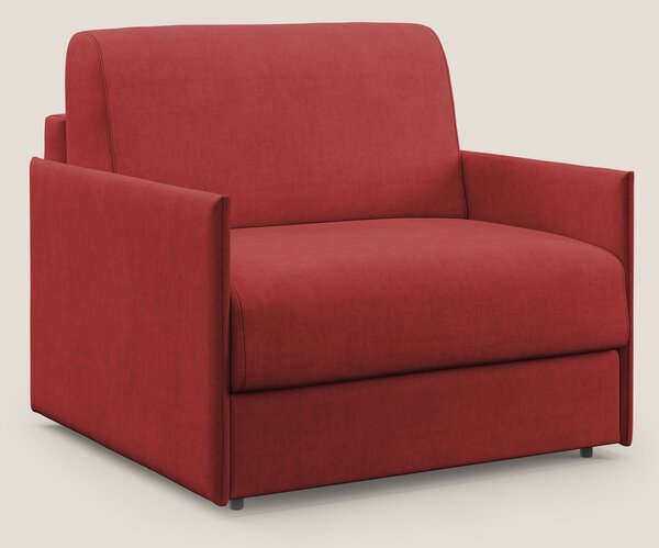 Evans poltrona letto in morbido tessuto impermeabile T02 rosso