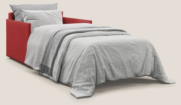 Evans poltrona letto in morbido tessuto impermeabile T02 rosso