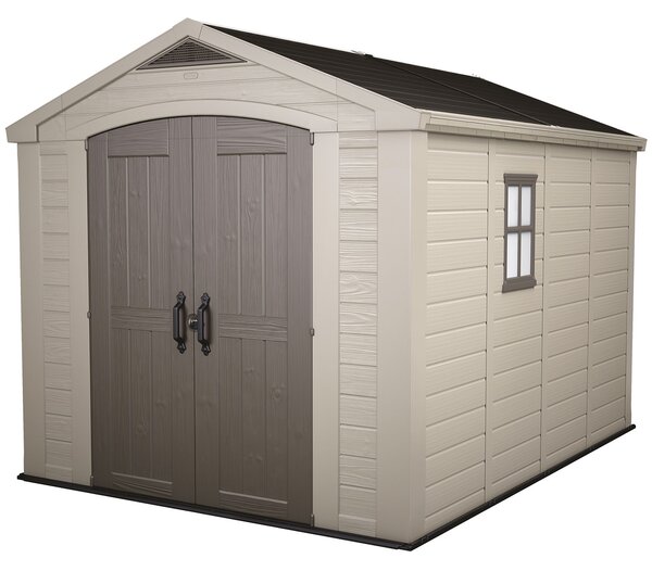 Casetta da Giardino con Mensole 256,5x331,5x243 cm Keter Factor 8x11 in Polipropilene Rinforzato Beige