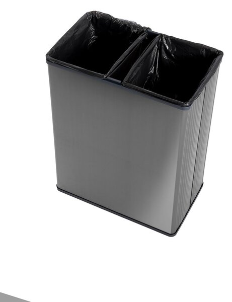 Pattumiera Alta 54L Interno Esterno Keter Verto Recycle 43,5x26,5x68,7 cm con Bordo Copri Sacco in Plastica Grigio Perla