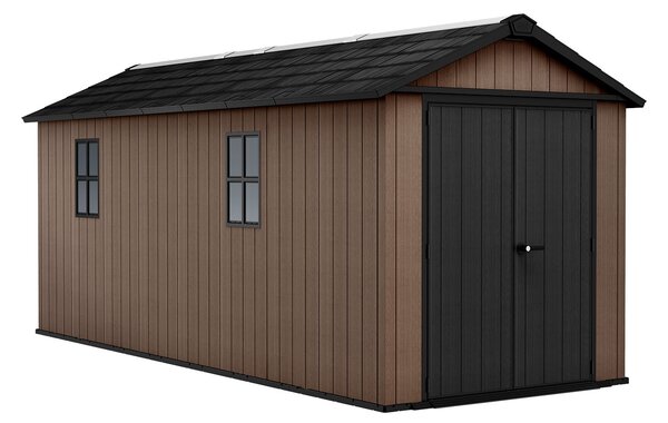 Casetta Box da Giardino 230x539x246 cm Newton Plus 7517/1775 Doppia Opzione Montaggio in Resina Evotech+ Marrone