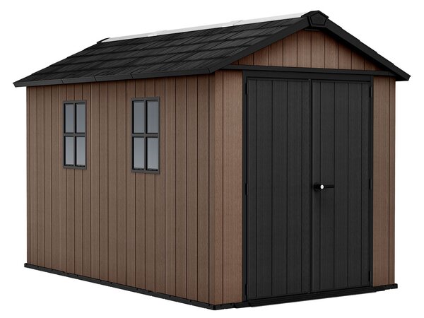 Casetta Box da Giardino 230x350x246 cm Newton Plus 7511/1175 Doppia Opzione Montaggio in Resina Evotech+ Marrone