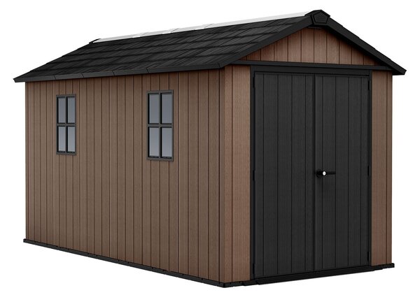 Casetta Box da Giardino 230x413x246 cm Newton Plus 7513/1375 Doppia Opzione Montaggio in Resina Evotech+ Marrone