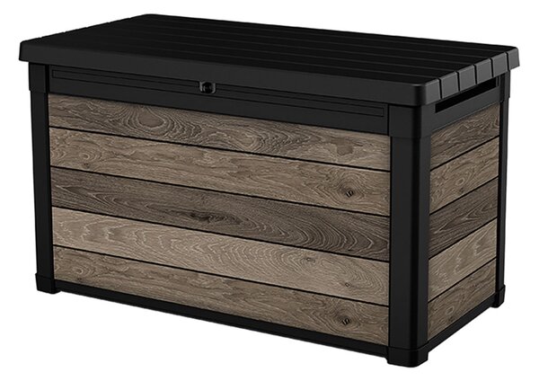 Baule Contenitore da Giardino 380L Keter Signature Deco Box 100 in Resina Effetto Legno Noce