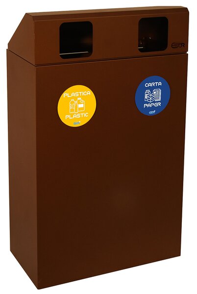 Mobile per Raccolta Differenziata 2 Scomparti 120 L 60x30x96 cm in Acciaio Verniciato Corten