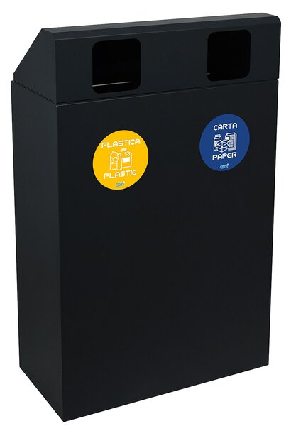 Pattumiera per Raccolta Differenziata 2 Scomparti 120 L 60x30x96 cm in Acciaio Verniciato Antracite