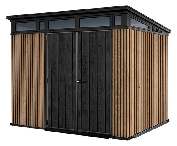 Casetta Box da Giardino Keter Signature Venetian Pent 7x9 in Resina Effetto Legno Marrone e Antracite
