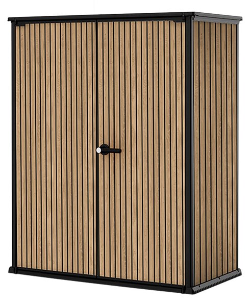 Armadio Porta Attrezzi da Esterno 140x73,6x170,4 cm Keter Signature Vertical Shed in Resina Effetto Legno Noce