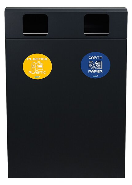 Pattumiera per Raccolta Differenziata 2 Scomparti 120 L 60x30x96 cm in Acciaio Verniciato Antracite