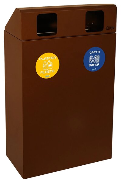 Mobile per Raccolta Differenziata 2 Scomparti 120 L 60x30x96 cm in Acciaio Verniciato Corten